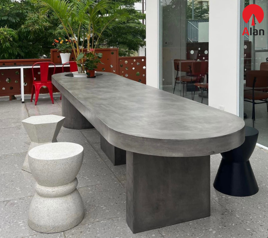 Nội thất bàn ghế bê tông mài