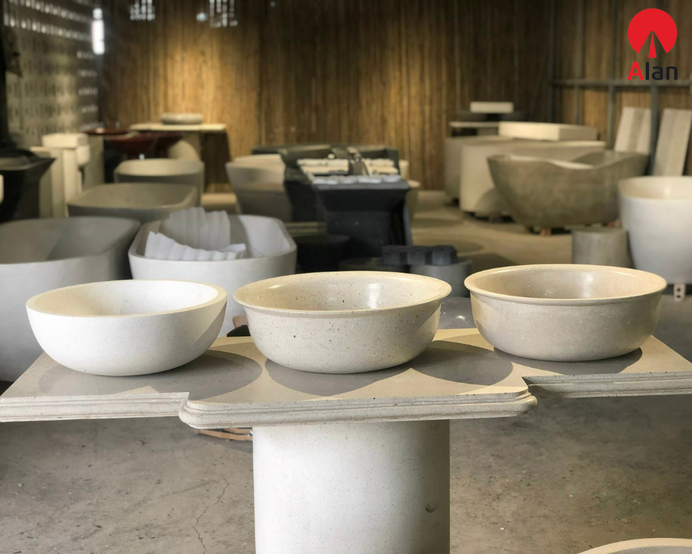 Nội thất lavabo bê tông mài